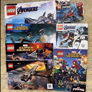 Lego Superhero Instruction Manuals. Lot of 7 - Includes Spider-Man Mini Comic